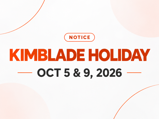 KIMBLADE Holiday Notice. OCT 5 & 9, 2026