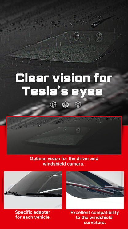 With the KIMBLADE rectangular wiper, maintain a clear view, including for the camera, which is crucial for Tesla's autonomous driving